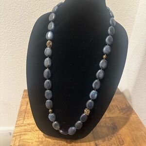 Coldwater Creek Midnight Blue Necklace with Gold Accents